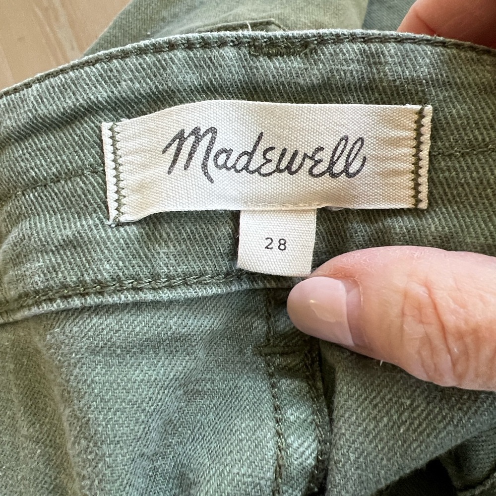 Madewell Sage Green Cargo Jeans Straight Leg Pants Sz 28 - Picture 6 of 17